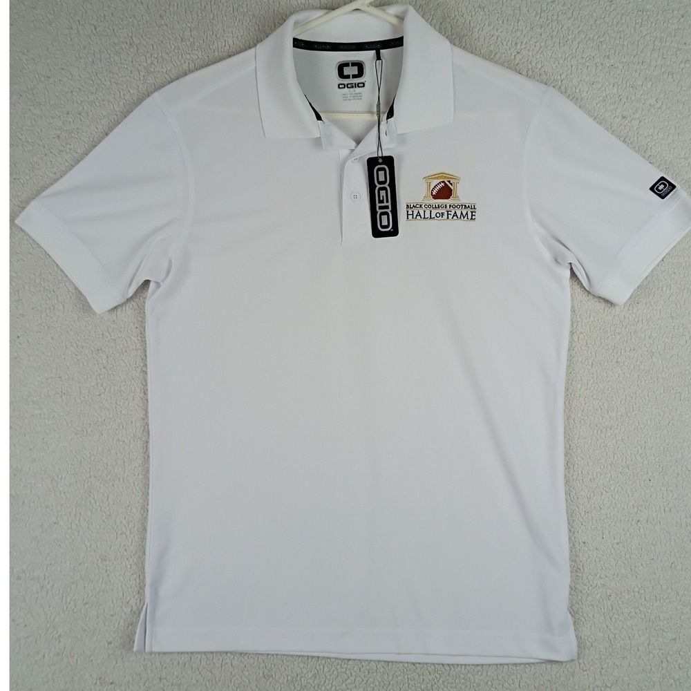 OGIO Black College Football Hall of Fame Polo Mens M White Golf Shirt 3860